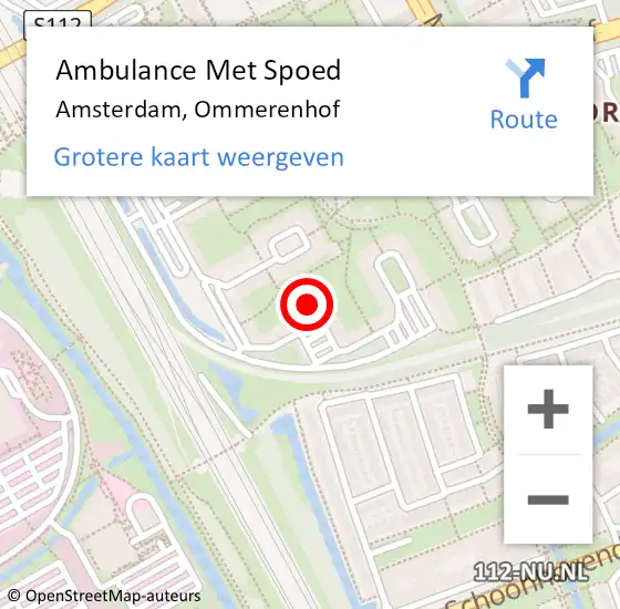 Locatie op kaart van de 112 melding: Ambulance Met Spoed Naar Amsterdam-Zuidoost, Ommerenhof op 7 juni 2022 21:31