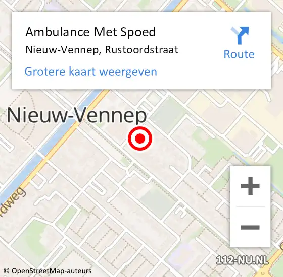 Locatie op kaart van de 112 melding: Ambulance Met Spoed Naar Nieuw-Vennep, Rustoordstraat op 7 juni 2022 21:56