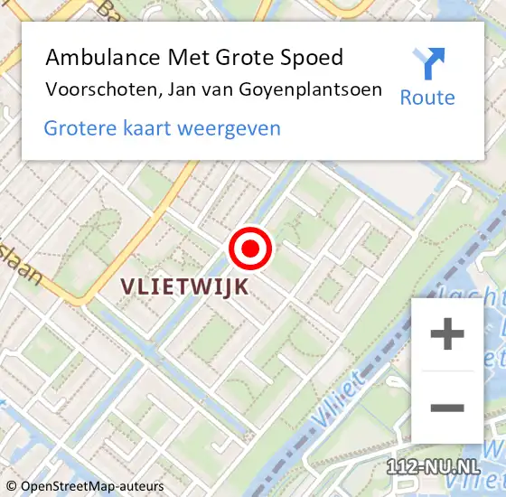 Locatie op kaart van de 112 melding: Ambulance Met Grote Spoed Naar Voorschoten, Jan van Goyenplantsoen op 7 juni 2022 22:14