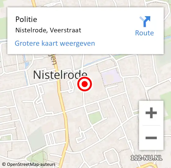 Locatie op kaart van de 112 melding: Politie Nistelrode, Veerstraat op 7 juni 2022 22:21