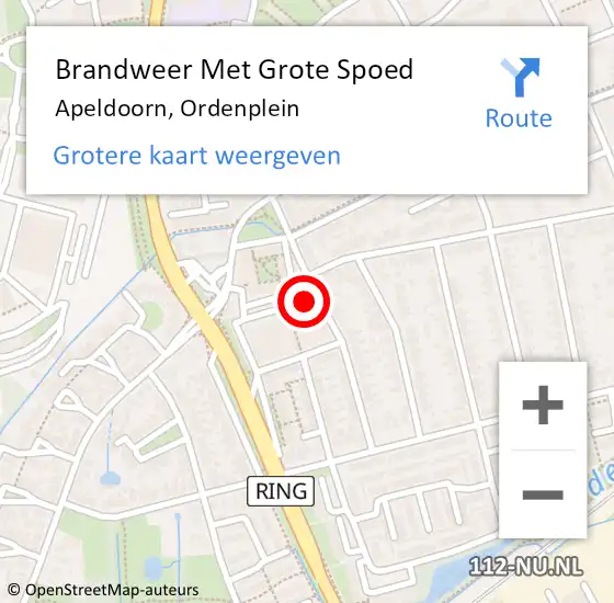 Locatie op kaart van de 112 melding: Brandweer Met Grote Spoed Naar Apeldoorn, Ordenplein op 7 juni 2022 23:00