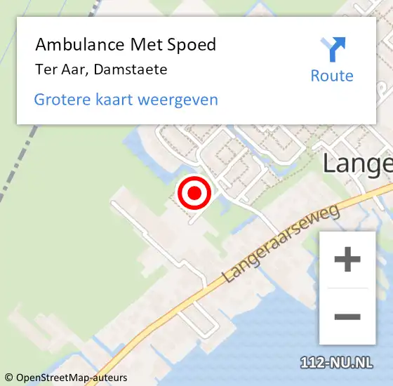 Locatie op kaart van de 112 melding: Ambulance Met Spoed Naar Ter Aar, Damstaete op 8 juni 2022 00:05