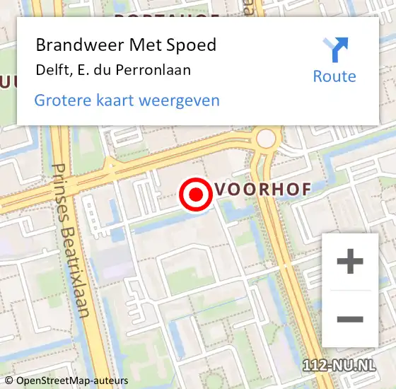 Locatie op kaart van de 112 melding: Brandweer Met Spoed Naar Delft, E. du Perronlaan op 8 juni 2022 00:13