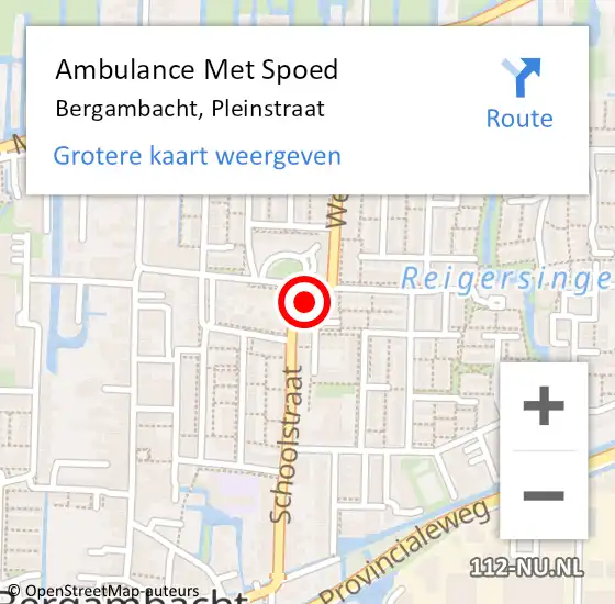 Locatie op kaart van de 112 melding: Ambulance Met Spoed Naar Bergambacht, Pleinstraat op 8 juni 2022 00:21