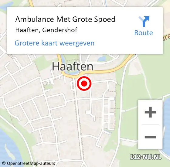 Locatie op kaart van de 112 melding: Ambulance Met Grote Spoed Naar Haaften, Gendershof op 8 juni 2022 00:36