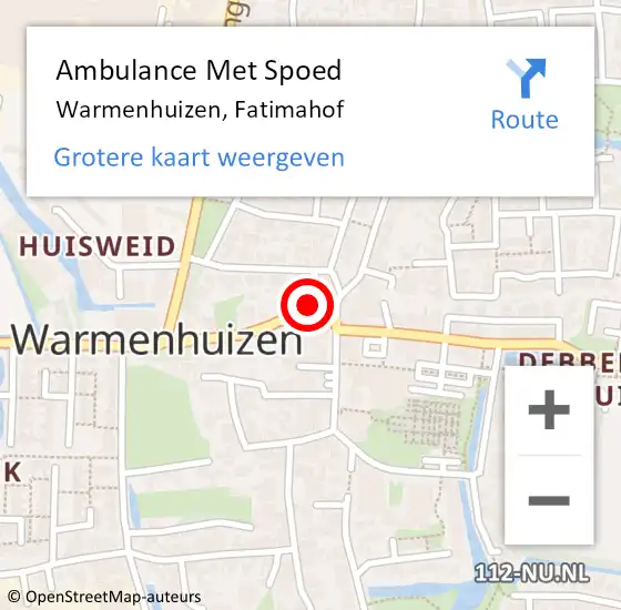 Locatie op kaart van de 112 melding: Ambulance Met Spoed Naar Warmenhuizen, Fatimahof op 8 juni 2022 00:39