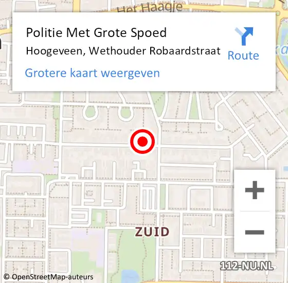 Locatie op kaart van de 112 melding: Politie Met Grote Spoed Naar Hoogeveen, Wethouder Robaardstraat op 8 juni 2022 01:20