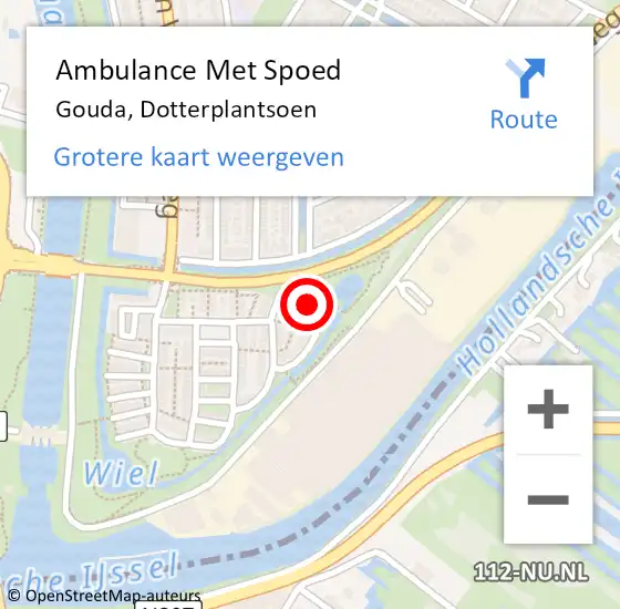 Locatie op kaart van de 112 melding: Ambulance Met Spoed Naar Gouda, Dotterplantsoen op 8 juni 2022 02:28