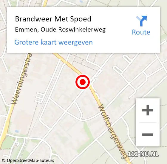 Locatie op kaart van de 112 melding: Brandweer Met Spoed Naar Emmen, Oude Roswinkelerweg op 8 juni 2022 02:45