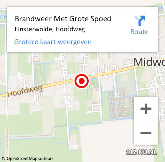 Locatie op kaart van de 112 melding: Brandweer Met Grote Spoed Naar Finsterwolde, Hoofdweg op 8 juni 2022 03:01
