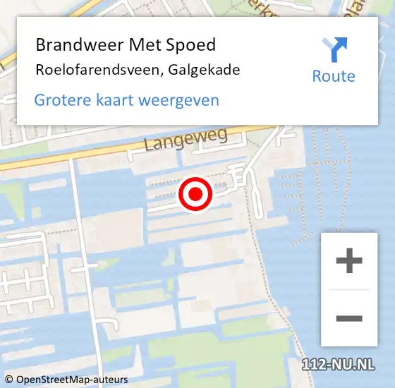 Locatie op kaart van de 112 melding: Brandweer Met Spoed Naar Roelofarendsveen, Galgekade op 8 juni 2022 03:14