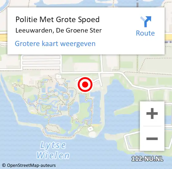 Locatie op kaart van de 112 melding: Politie Met Grote Spoed Naar Leeuwarden, De Groene Ster op 8 juni 2022 05:27