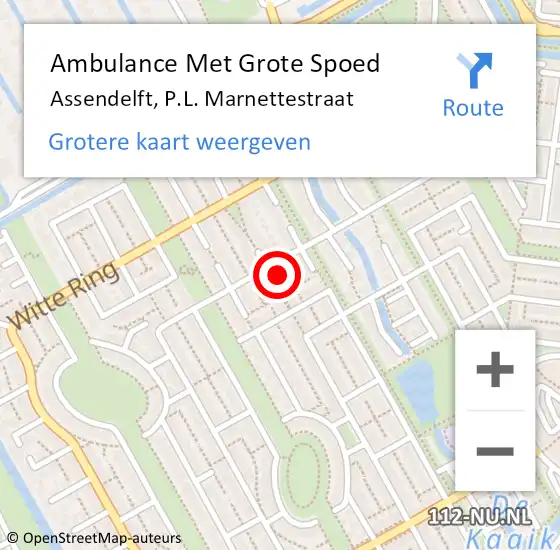 Locatie op kaart van de 112 melding: Ambulance Met Grote Spoed Naar Assendelft, P.L. Marnettestraat op 8 juni 2022 05:43