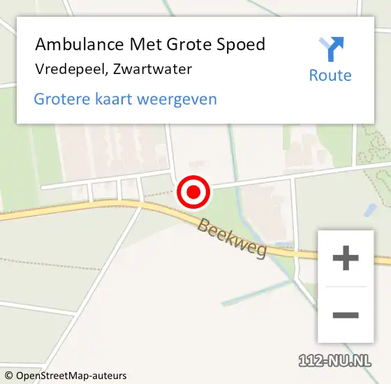 Locatie op kaart van de 112 melding: Ambulance Met Grote Spoed Naar Vredepeel, Zwartwater op 19 juli 2014 15:02