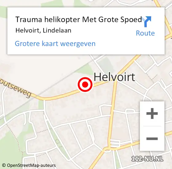 Locatie op kaart van de 112 melding: Trauma helikopter Met Grote Spoed Naar Helvoirt, Lindelaan op 8 juni 2022 05:47