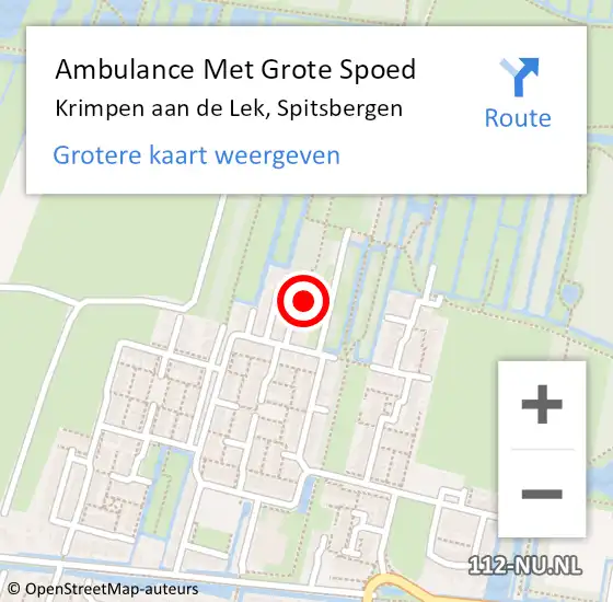 Locatie op kaart van de 112 melding: Ambulance Met Grote Spoed Naar Krimpen aan de Lek, Spitsbergen op 8 juni 2022 07:42