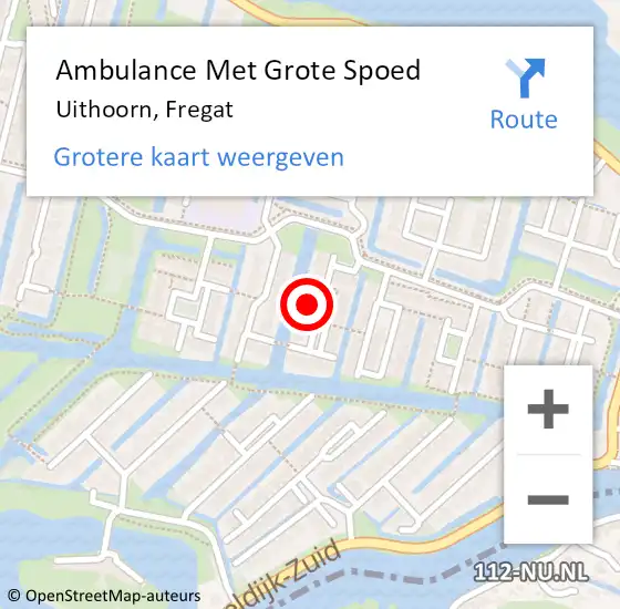 Locatie op kaart van de 112 melding: Ambulance Met Grote Spoed Naar Uithoorn, Fregat op 8 juni 2022 08:22
