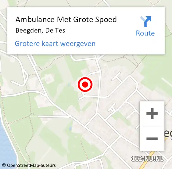 Locatie op kaart van de 112 melding: Ambulance Met Grote Spoed Naar Beegden, De Tes op 8 juni 2022 08:44