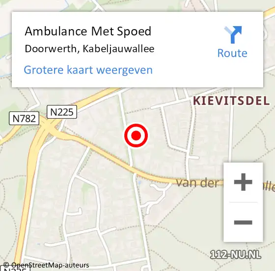 Locatie op kaart van de 112 melding: Ambulance Met Spoed Naar Doorwerth, Kabeljauwallee op 8 juni 2022 08:52