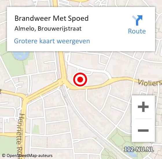 Locatie op kaart van de 112 melding: Brandweer Met Spoed Naar Almelo, Brouwerijstraat op 8 juni 2022 09:09