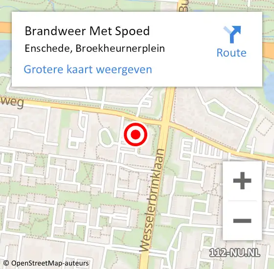 Locatie op kaart van de 112 melding: Brandweer Met Spoed Naar Enschede, Broekheurnerplein op 8 juni 2022 09:17