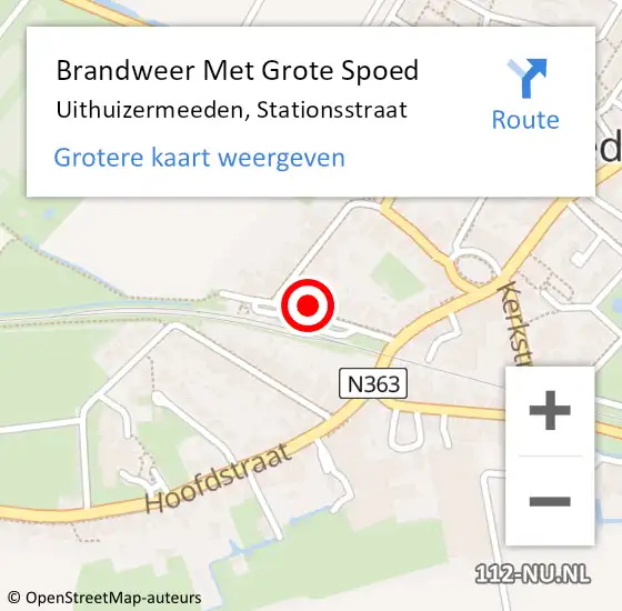 Locatie op kaart van de 112 melding: Brandweer Met Grote Spoed Naar Uithuizermeeden, Stationsstraat op 8 juni 2022 09:23