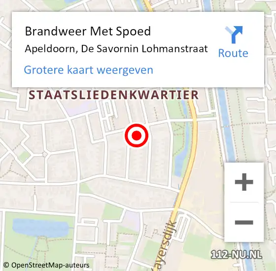 Locatie op kaart van de 112 melding: Brandweer Met Spoed Naar Apeldoorn, De Savornin Lohmanstraat op 8 juni 2022 09:30