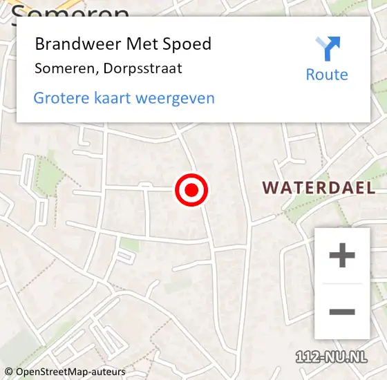 Locatie op kaart van de 112 melding: Brandweer Met Spoed Naar Someren, Dorpsstraat op 8 juni 2022 09:38