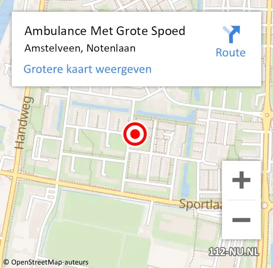 Locatie op kaart van de 112 melding: Ambulance Met Grote Spoed Naar Amstelveen, Notenlaan op 8 juni 2022 10:02