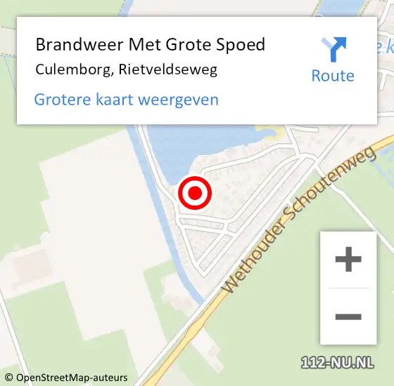 Locatie op kaart van de 112 melding: Brandweer Met Grote Spoed Naar Culemborg, Rietveldseweg op 8 juni 2022 10:04