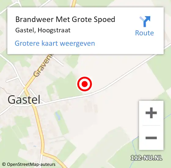 Locatie op kaart van de 112 melding: Brandweer Met Grote Spoed Naar Gastel, Hoogstraat op 8 juni 2022 10:31