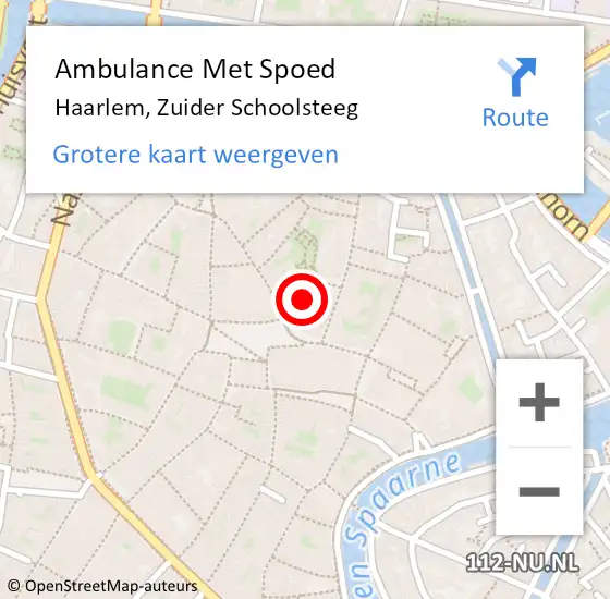 Locatie op kaart van de 112 melding: Ambulance Met Spoed Naar Haarlem, Zuider Schoolsteeg op 8 juni 2022 10:51