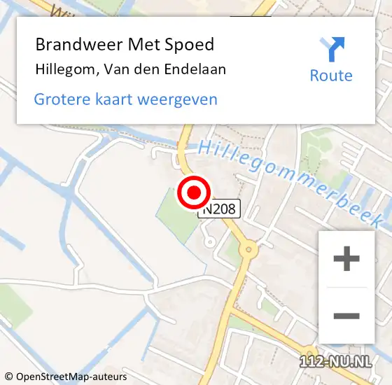 Locatie op kaart van de 112 melding: Brandweer Met Spoed Naar Hillegom, Van den Endelaan op 8 juni 2022 10:52