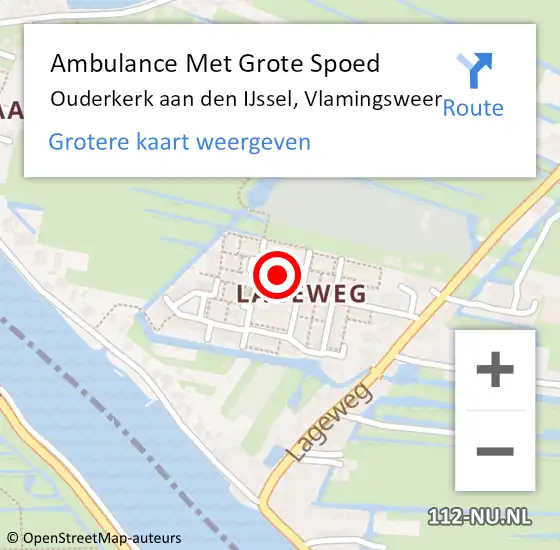 Locatie op kaart van de 112 melding: Ambulance Met Grote Spoed Naar Ouderkerk aan den IJssel, Vlamingsweer op 8 juni 2022 11:04