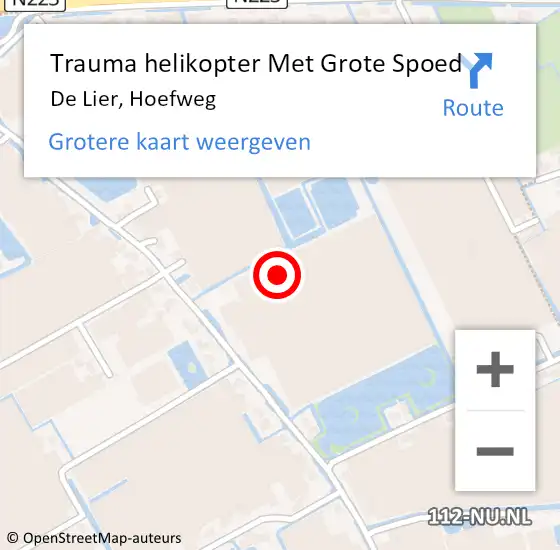 Locatie op kaart van de 112 melding: Trauma helikopter Met Grote Spoed Naar De Lier, Hoefweg op 8 juni 2022 11:23