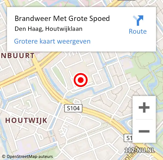 Locatie op kaart van de 112 melding: Brandweer Met Grote Spoed Naar Den Haag, Houtwijklaan op 8 juni 2022 11:30