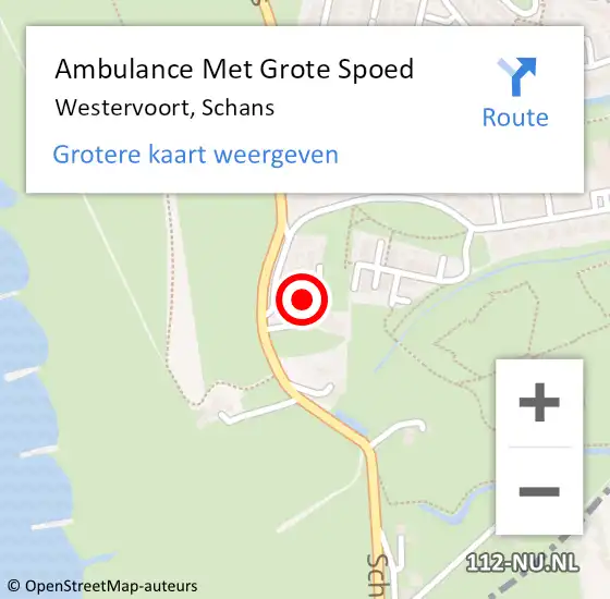 Locatie op kaart van de 112 melding: Ambulance Met Grote Spoed Naar Westervoort, Schans op 8 juni 2022 11:34