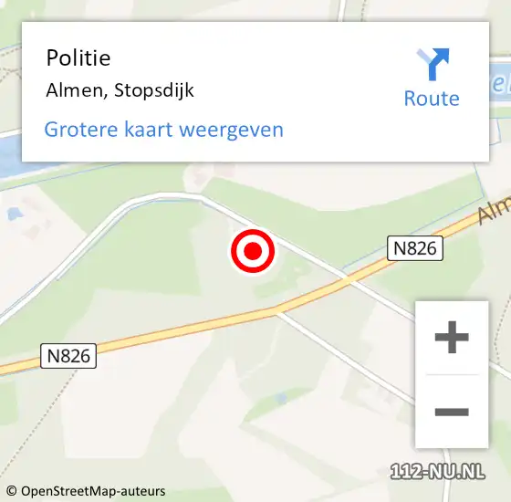 Locatie op kaart van de 112 melding: Politie Almen, Stopsdijk op 8 juni 2022 11:38