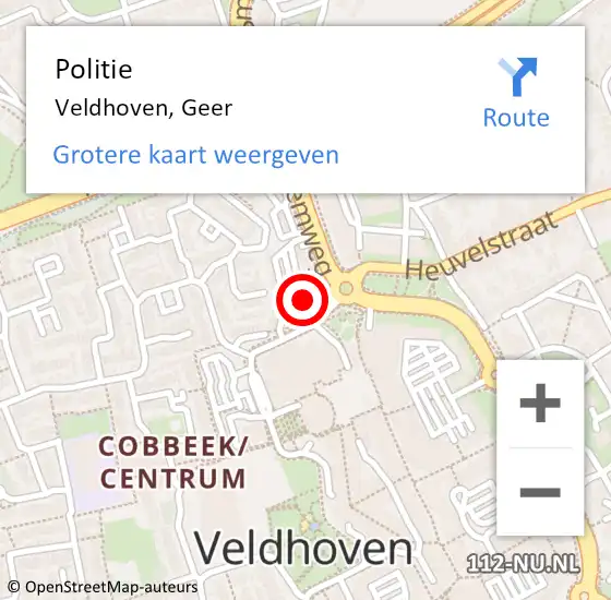 Locatie op kaart van de 112 melding: Politie Veldhoven, Geer op 8 juni 2022 12:34