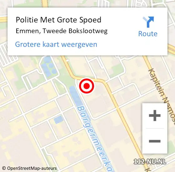 Locatie op kaart van de 112 melding: Politie Met Grote Spoed Naar Emmen, Tweede Bokslootweg op 8 juni 2022 12:42