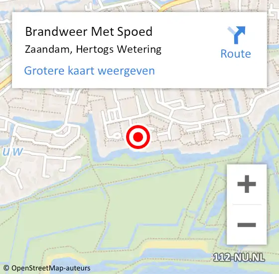 Locatie op kaart van de 112 melding: Brandweer Met Spoed Naar Zaandam, Hertogs Wetering op 8 juni 2022 12:56