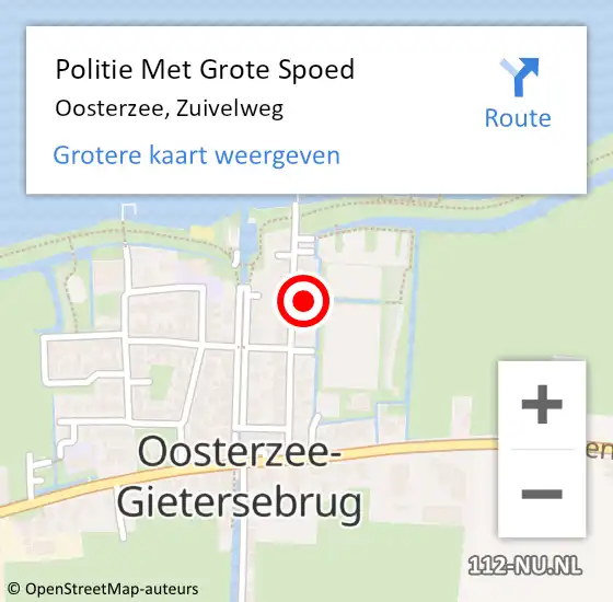 Locatie op kaart van de 112 melding: Politie Met Grote Spoed Naar Oosterzee, Zuivelweg op 8 juni 2022 13:06