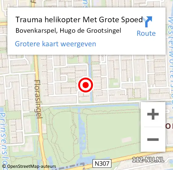 Locatie op kaart van de 112 melding: Trauma helikopter Met Grote Spoed Naar Bovenkarspel, Hugo de Grootsingel op 8 juni 2022 13:18