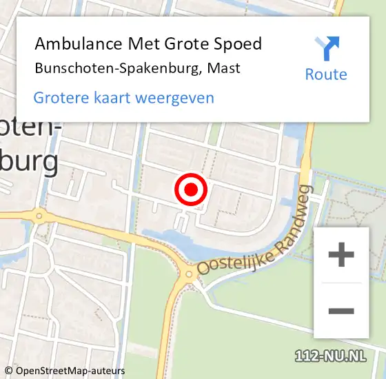 Locatie op kaart van de 112 melding: Ambulance Met Grote Spoed Naar Bunschoten-Spakenburg, Mast op 19 juli 2014 15:26