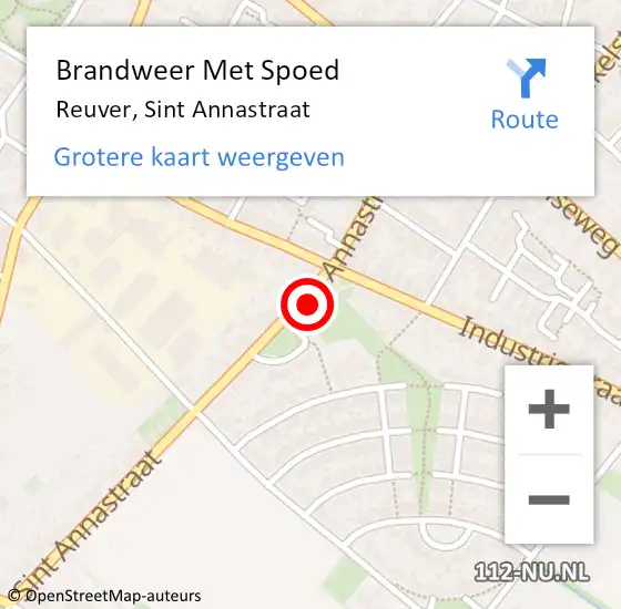 Locatie op kaart van de 112 melding: Brandweer Met Spoed Naar Reuver, Sint Annastraat op 8 juni 2022 13:36