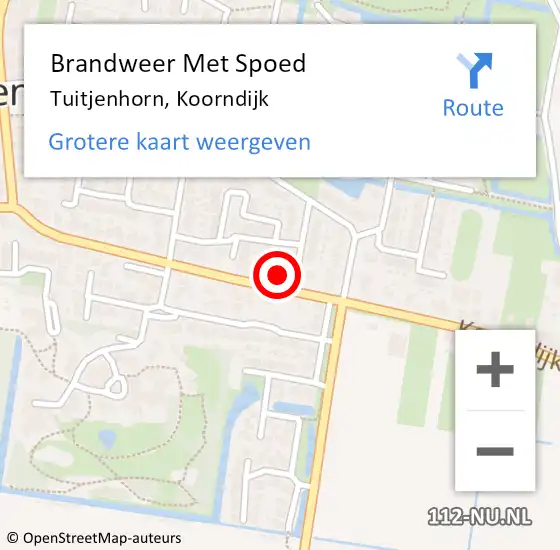 Locatie op kaart van de 112 melding: Brandweer Met Spoed Naar Tuitjenhorn, Koorndijk op 8 juni 2022 13:41