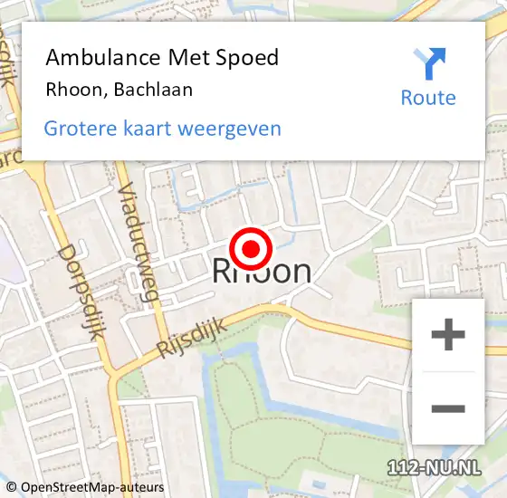 Locatie op kaart van de 112 melding: Ambulance Met Spoed Naar Rhoon, Bachlaan op 8 juni 2022 13:50