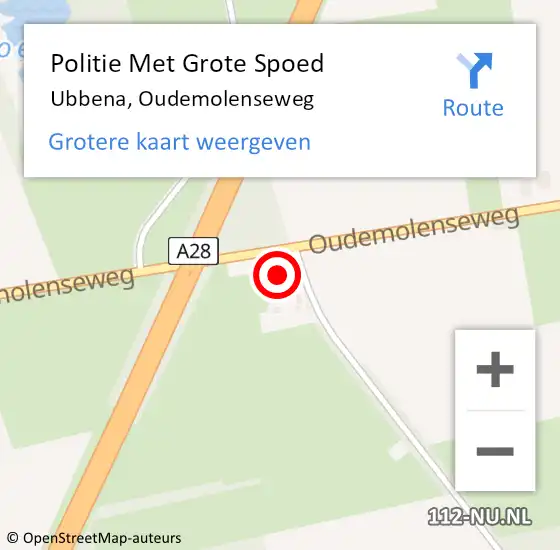 Locatie op kaart van de 112 melding: Politie Met Grote Spoed Naar Ubbena, Oudemolenseweg op 8 juni 2022 13:54
