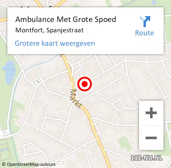 Locatie op kaart van de 112 melding: Ambulance Met Grote Spoed Naar Montfort, Spanjestraat op 19 juli 2014 15:34