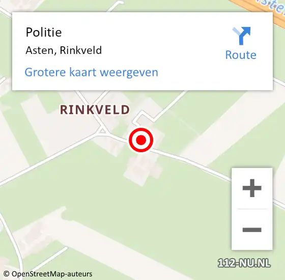 Locatie op kaart van de 112 melding: Politie Asten, Rinkveld op 8 juni 2022 14:40